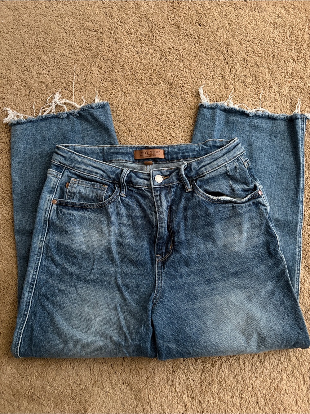 Judy Blue Medium Blue Denim Jeans Wide Leg Crop